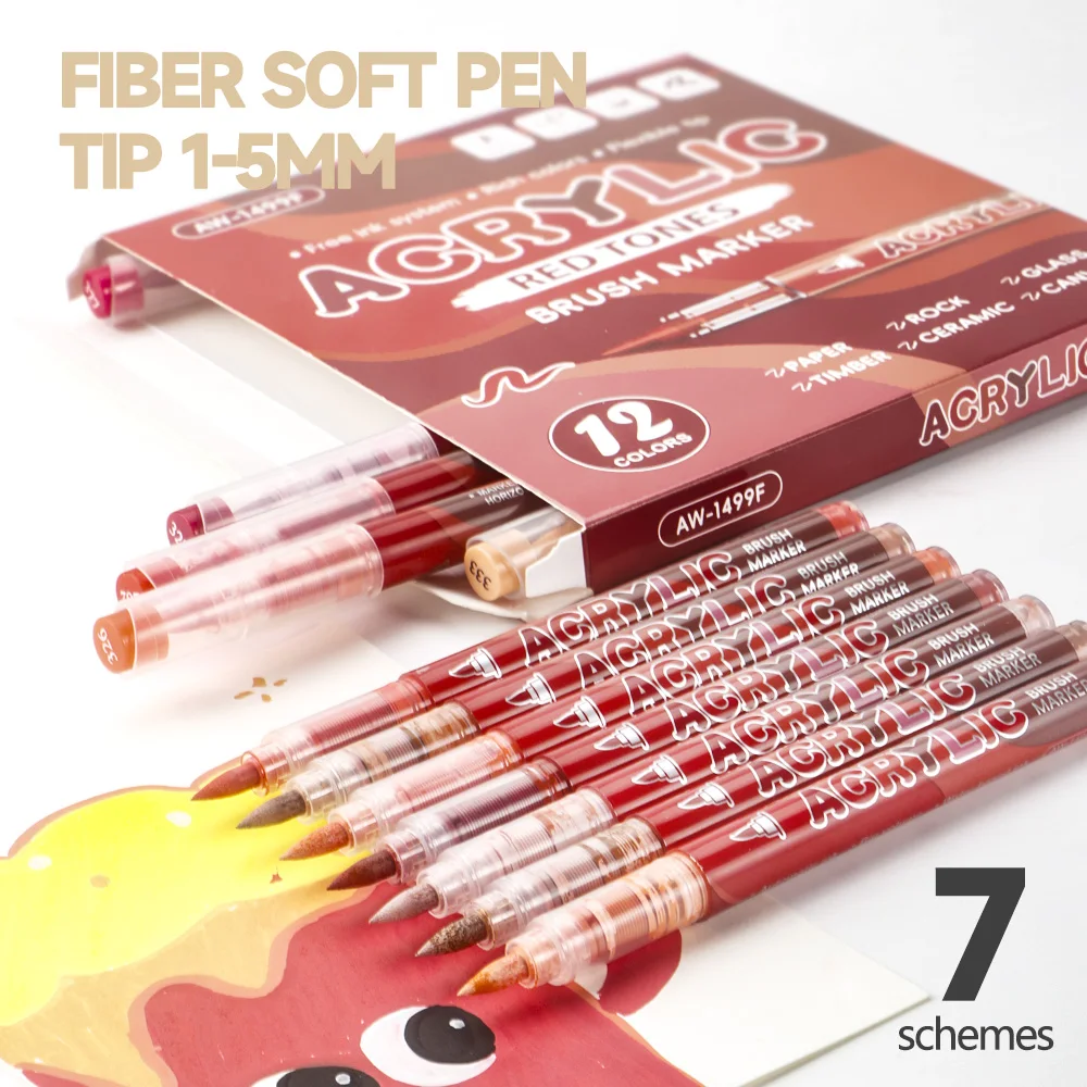 12 Colors Acrylic Brush Markers 1