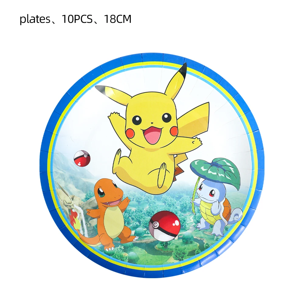 TAKARA TOMY Pikachu Pokemon Birthday Decoration Disposable Cutlery Cup Plate Napkin Tablecloth Bag Baby Shower Party Supplies