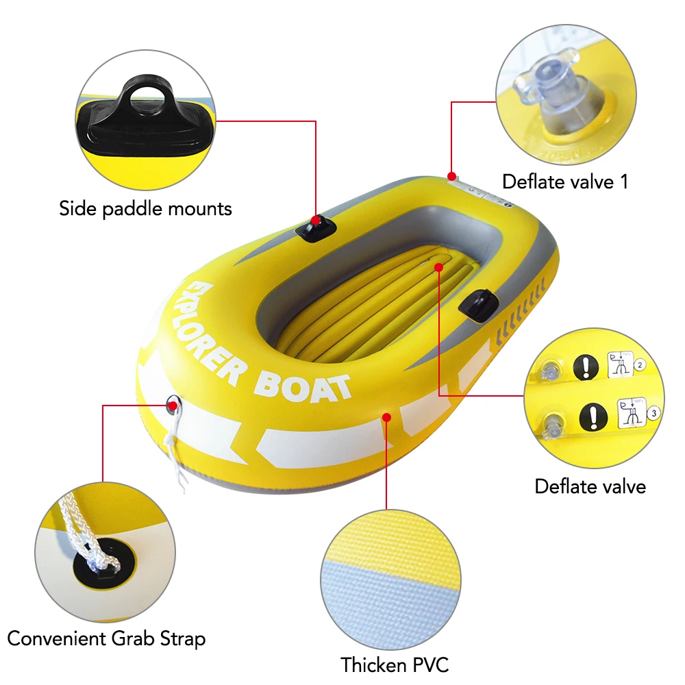 1/2 Person Inflatable Boat Kayak Canoe Fishing Boat with Double Valve Fishing Canoe Dinghy Marine