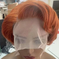 Perruque Bob courte coupe lutin Pixi transparente 13X4 dentelle frontale ondulée perruques de cheveux humains pour les femmes mettre en évidence la perruque de dentelle ligne de cheveux pré-épilée 6
