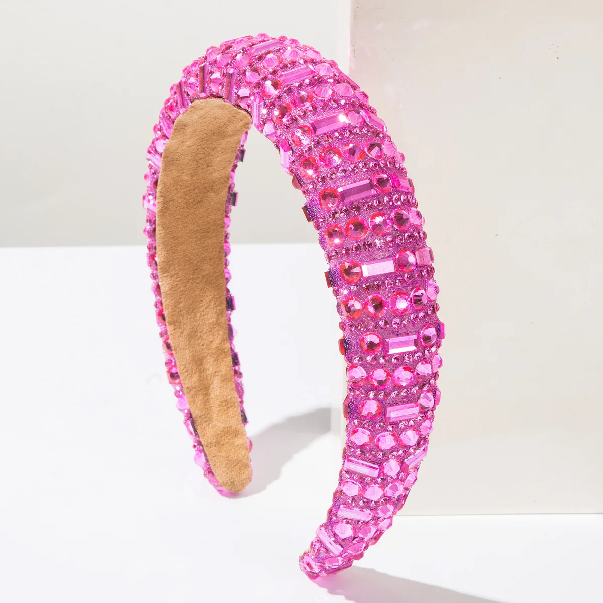 Damen Koreanischer Stil Samt-Blumen-Haarband Voll Glänzendes Strass-Breitband Elegantes Bankett-Mode-Haaraccessoire – Detail 9