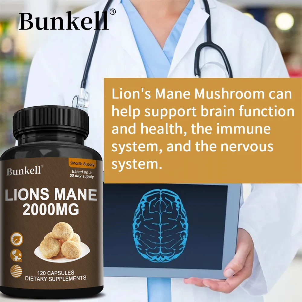 Lion's Mane Extract 2000 mg-Gut Health and Digestive Function, Focus and Cognitive Function, Immune Support
