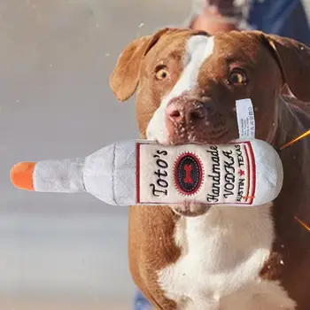 Dog Toy Squeaky Wine Bottle Squeaky Pet Dog Plush Wine Bottle Toy Puppy Sound-Making Interactive Toys For Large And Small Dogs 4