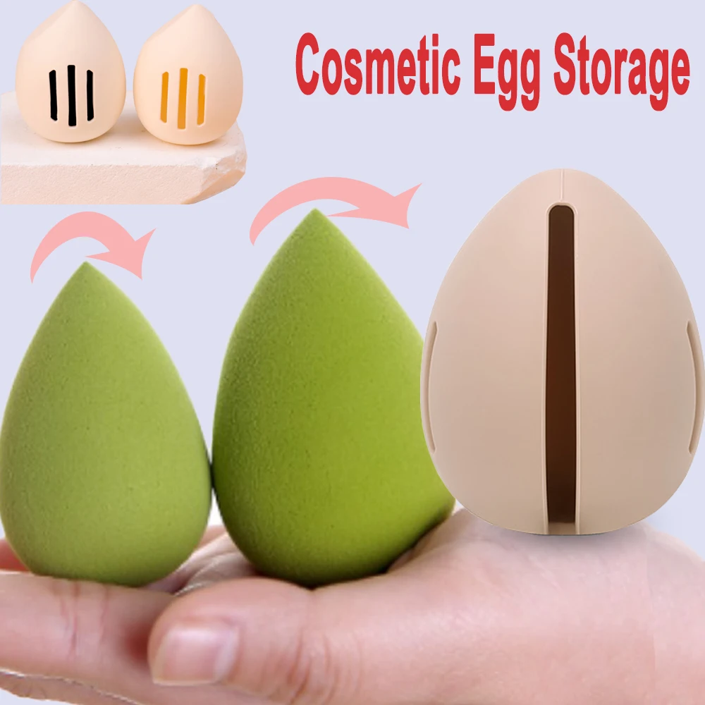 

Silicone Cosmetic Egg Storage Case Portable Dustproof Breathable Beauty Egg Organizer Multi-Hole Dry/Wet Use Sponges Holder Box