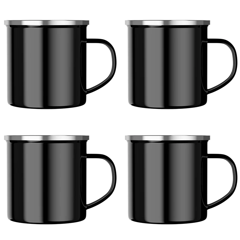 1/4/6 Pcs Enamel Camping Mugs Set,380ml Coffee Camp  Small Enamel Tea Cups for Indoor and Outdoor Activities,Easy to Clean 
