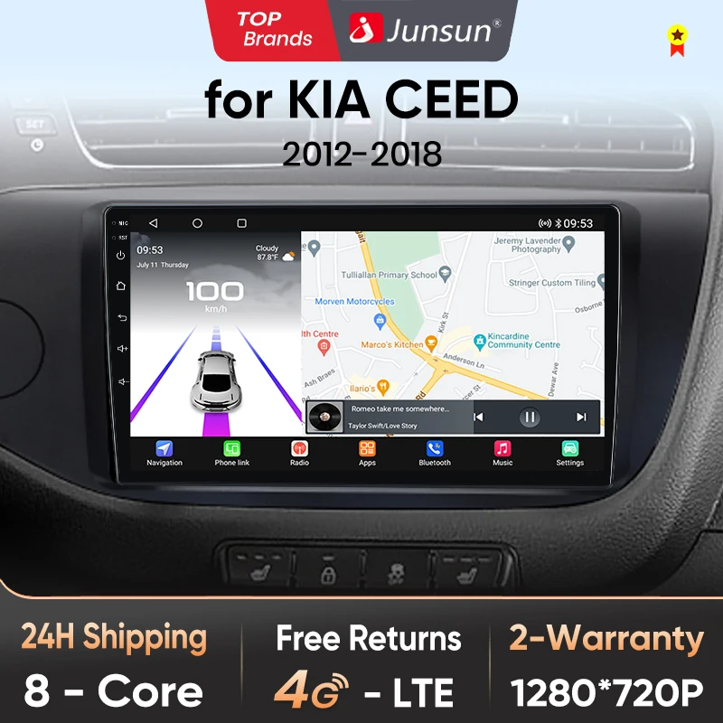 Junsun Qualcomm chip 8-Core Android 13 Car Radio For KIA CEED JD Cee 'd 2012-2018 Wireless CarPlay Autoradio Stereo Multimedia
