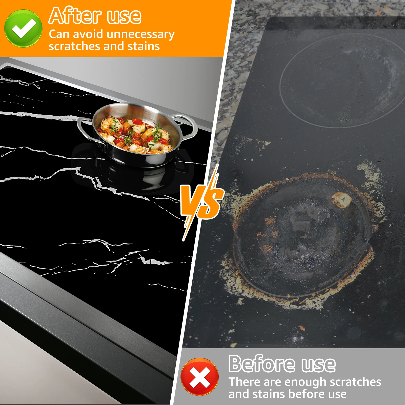 Silicone Induction Cooktop Protective Mat - Anti-Scratch Kitchen Counter Cover (30.8×20.5 Inch)
