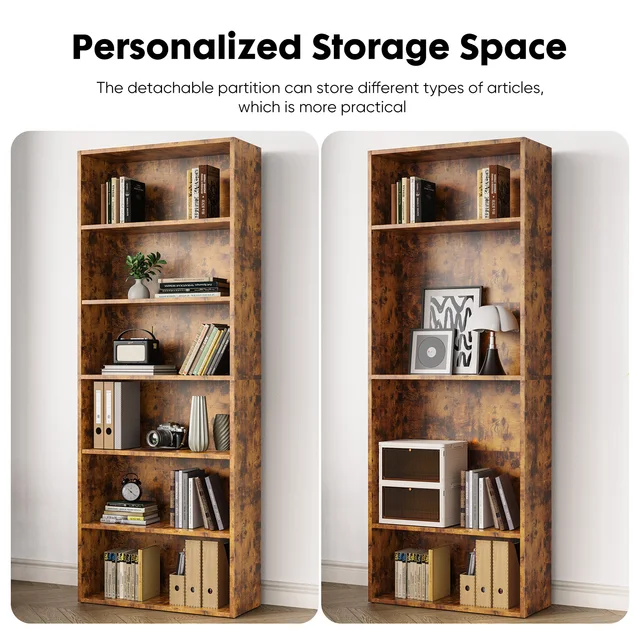9938-7d0a49.jpg JHK 6 Tier Wooden Shelf Bookcase 63 Inch Tall Floor Standing Open Bookshelf for Living Room and Home Office Personalized Storage