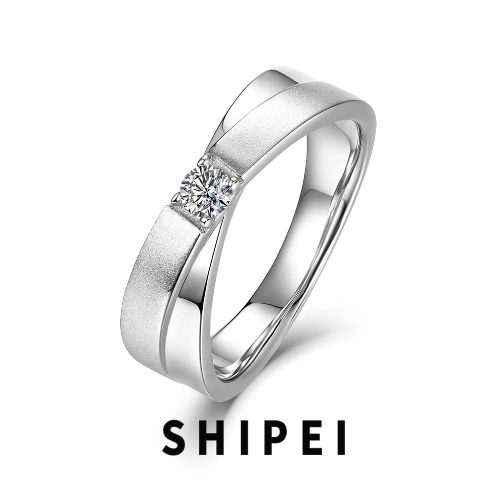 

SHIPEI D Moissanite Diamond Gemstone Men's Rings Jewelry Engagement Couple 100% 925 Sterling Silver Sparkling Anniversary Gift