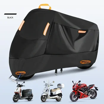 Motorcycle Cover Outdoor Waterproof Motorcycle Tarpaulin Thickened Polyester UV Protective Cover for Motorcycle Scooters 1