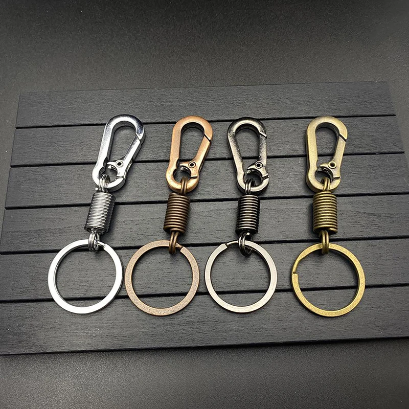 Stainless Steel Retractable Carabiner Keychain /Anti-lost Buckle Waist Spring Gourd Car Ornament Accessories Keyring