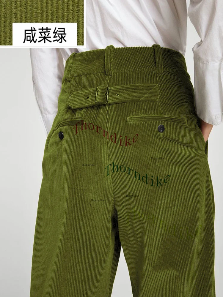 Thorndike Winter Autumn Corduroy Suit Pants Men straight Pants thick Pants Purple Formal Business Male Wedding Casual Trousers 3