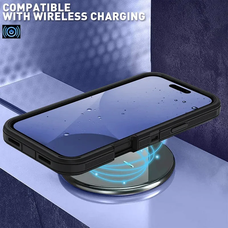 Shockproof Defender Armor Box with MagSafe Compatibility - Anti-Drop Hard Phone Case with Clip