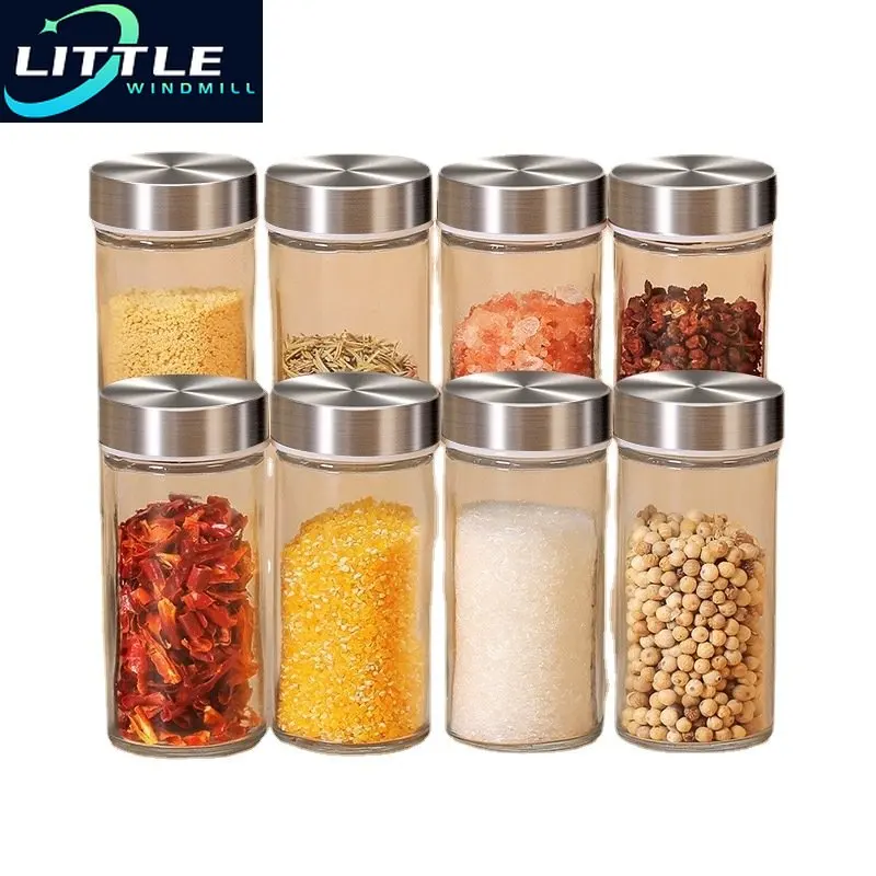 Seasoning Jar Stainless Steel Lid Glass Bottle