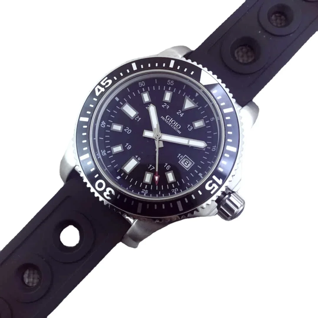

Часы наручные мужские механические с резиновым ремешком, люксовые спортивные модные, из нержавеющей стали с керамической рамкой, черные синие