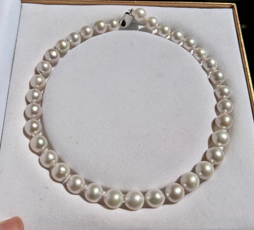 

White Real Natural 18"11-13mm Near Round Pearl Jewelry Women Necklace,925 Sterling Silver Fine Beads Jewelry Pendants