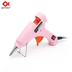 20W Mini Hot Melt Glue Gun with 20 Glue Sticks for DIY and Household Repairs (Pink)