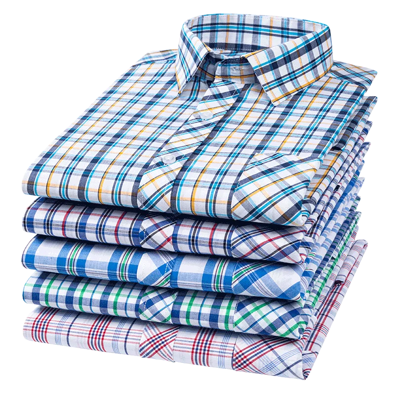 Spring Summer 100 Pure Cotton Man' Shirt Long Sleeve Plaid Cool Checkered Shirts Men Business