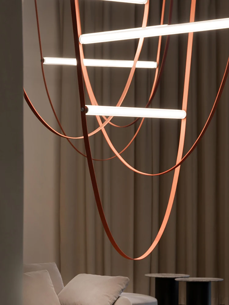 

Postmodern Black Glass Chandelier Living Room Home Decor LED Chandelier Dining Room Island Light Loft Lighting Leather Lamp