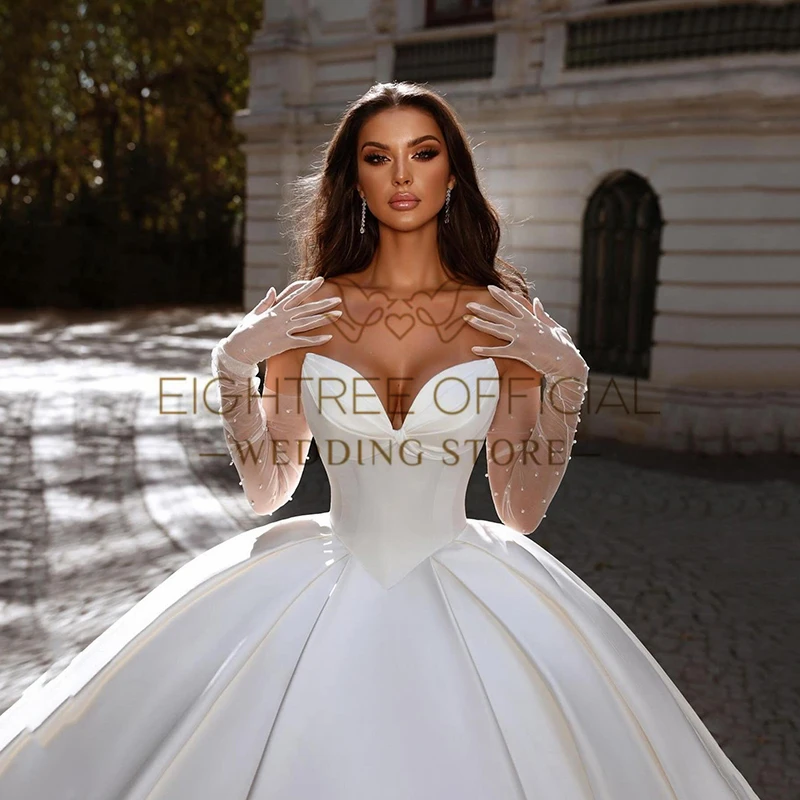 Eightree Formal White A-Line Wedding Dresses Women Sweetheart Princess Bridal Dress Boho Wedding Prom Gowns bestidos de novia
