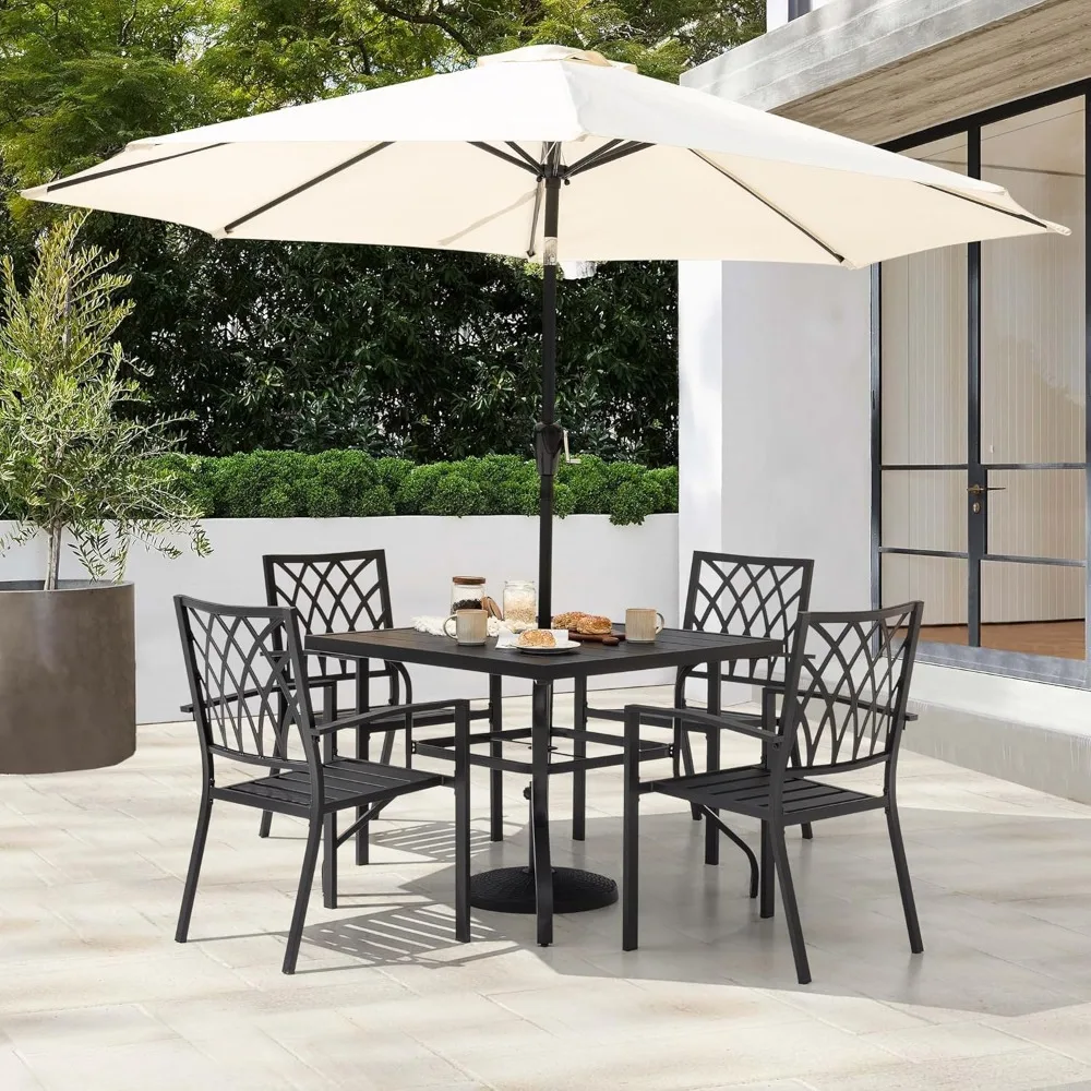 Patio Outdoor Dining Chairs Set of 2, Portable Patio Dining Chairs, Stackable Patio Chairs Metal Chairs for Backyard Lawn Deck 3