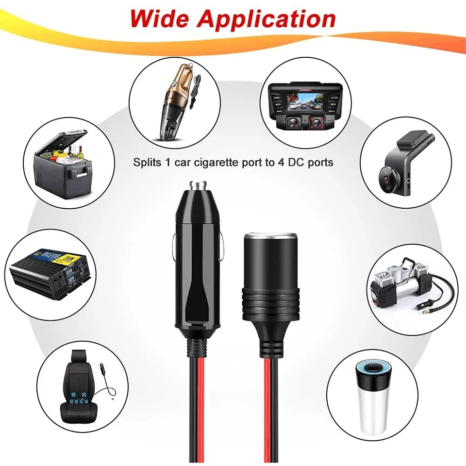 Adattatore Accendisigari Auto 1 A 3 Prese – 12V-24V, 120W, Cavo 2,5 Mm²