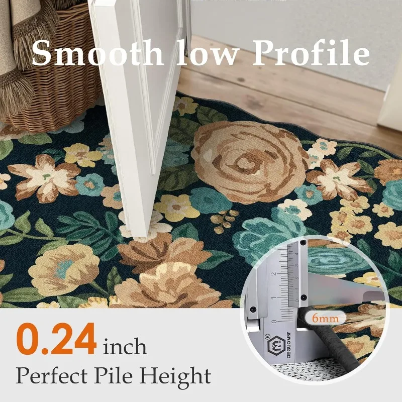 Retro Floral Living Room Carpet Creative Irregular Wavy Bedroom Rug Machine Washable Non-slip Coffee Table Sofa Floor Mats Ковер