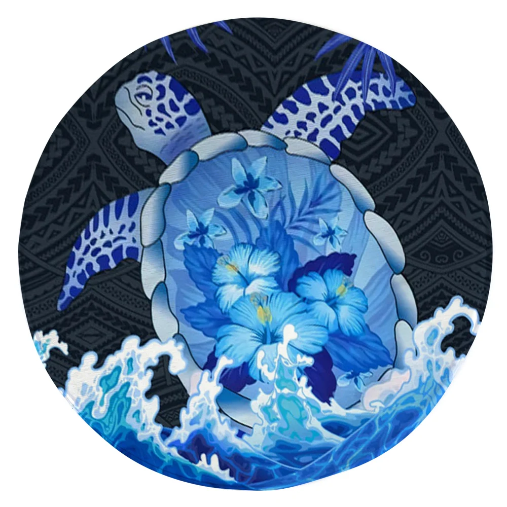 

HX Polynesia Floor Mats Sea Turtle Plants Printed Round Rugs Flannel 3D Printed Carpets for Bedroom Desk Mat Dropshipping