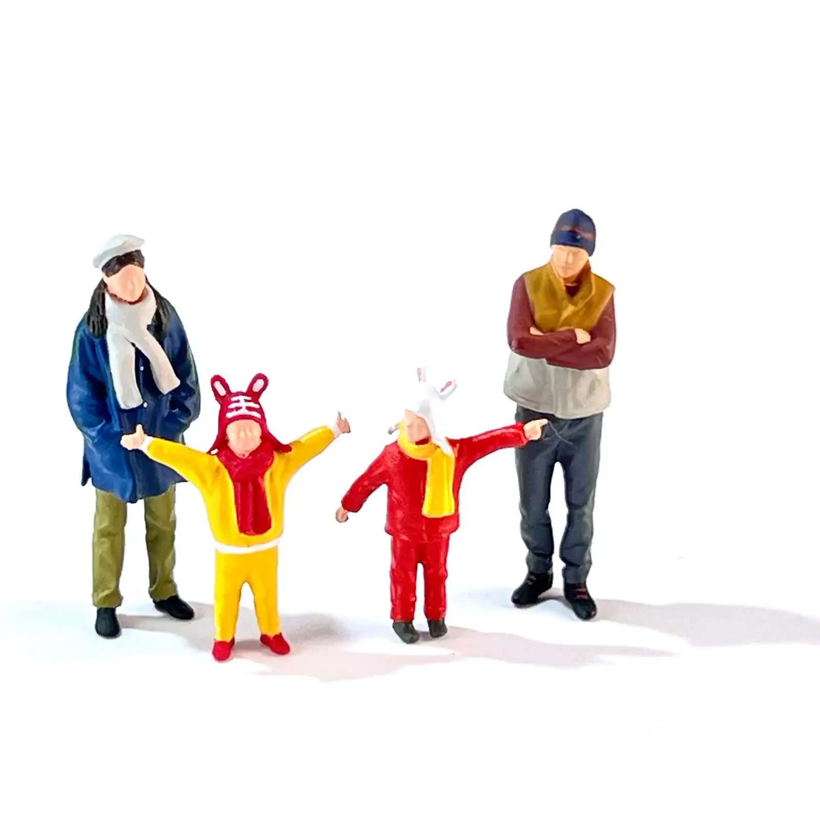 

4x 1/64 Scale People Figurines Model Trains Architectural Diorama Decoration A Family of Four Miniature Figurine Decoration