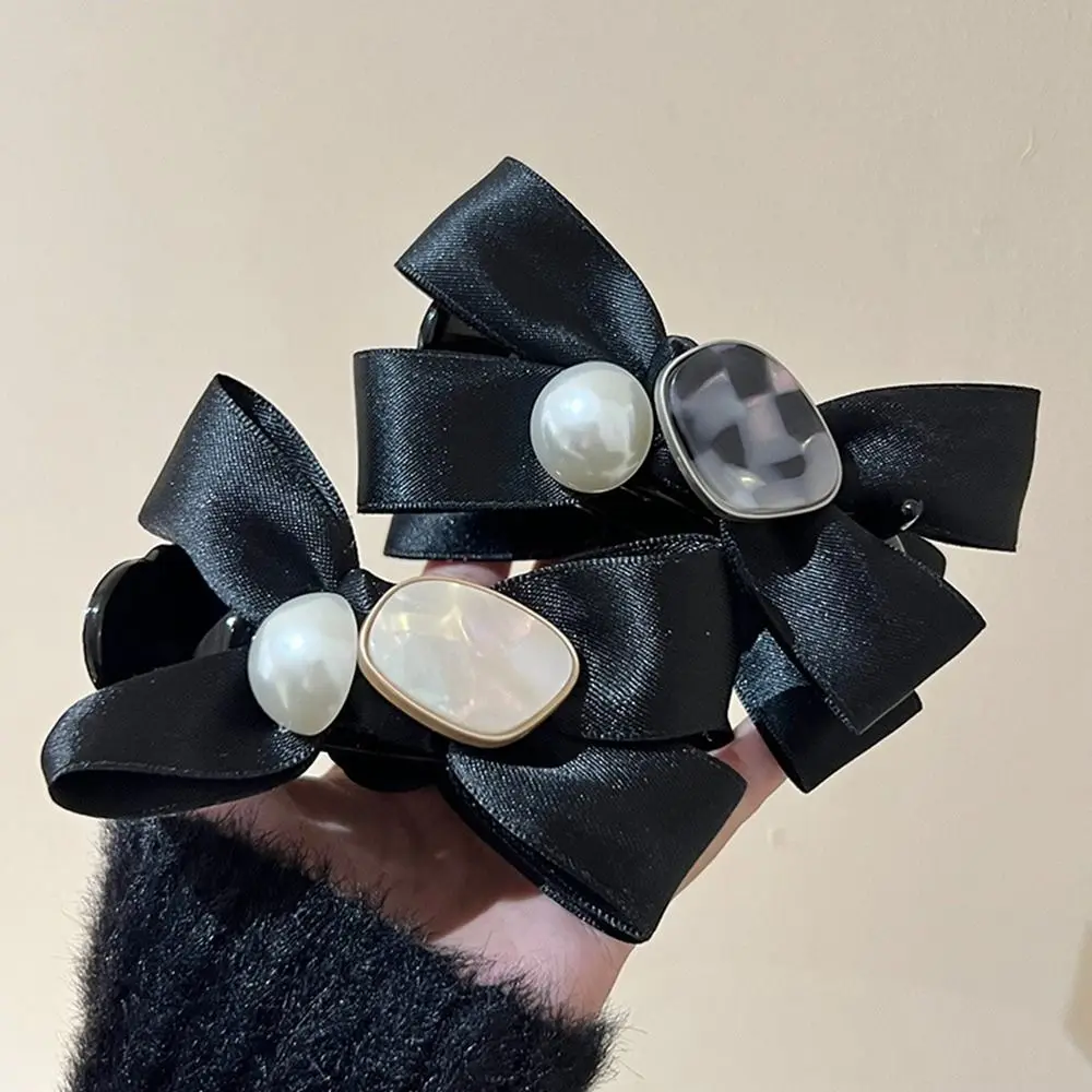 

Pearl Bow Ponytail Fixed Hair Claw Sweet Cloth Bowknot Hair Clip Korean Style Hair Claw Hair Crab Clip Girls