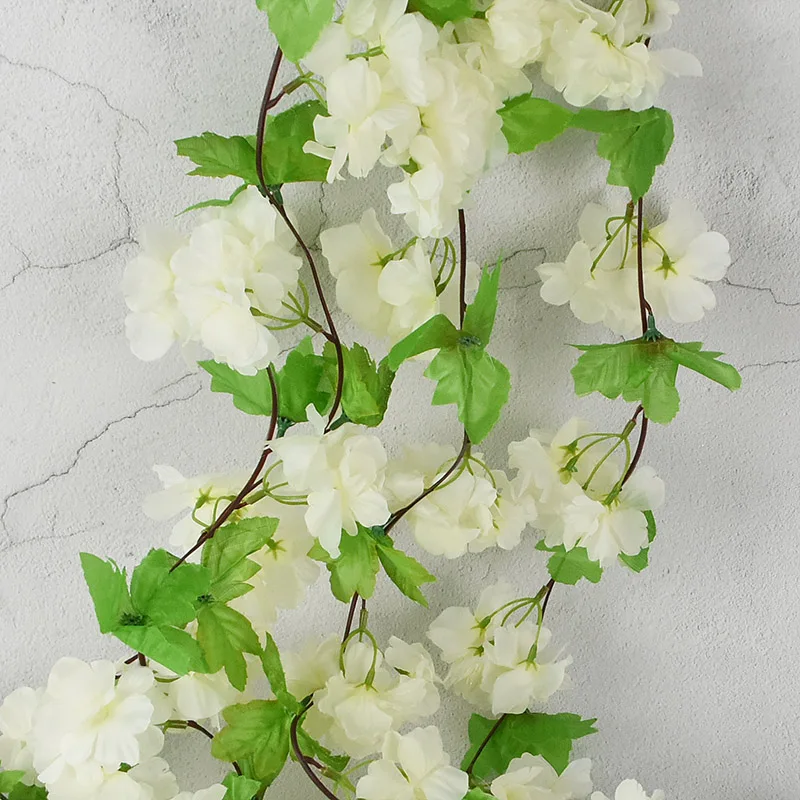235 cm weiß rosa künstliche Sakura Blumen Rebe für Hochzeit Kranz Bogen Dekoration Braut gefälschte Pflanzen Dekor Blumenranken – Detail 12