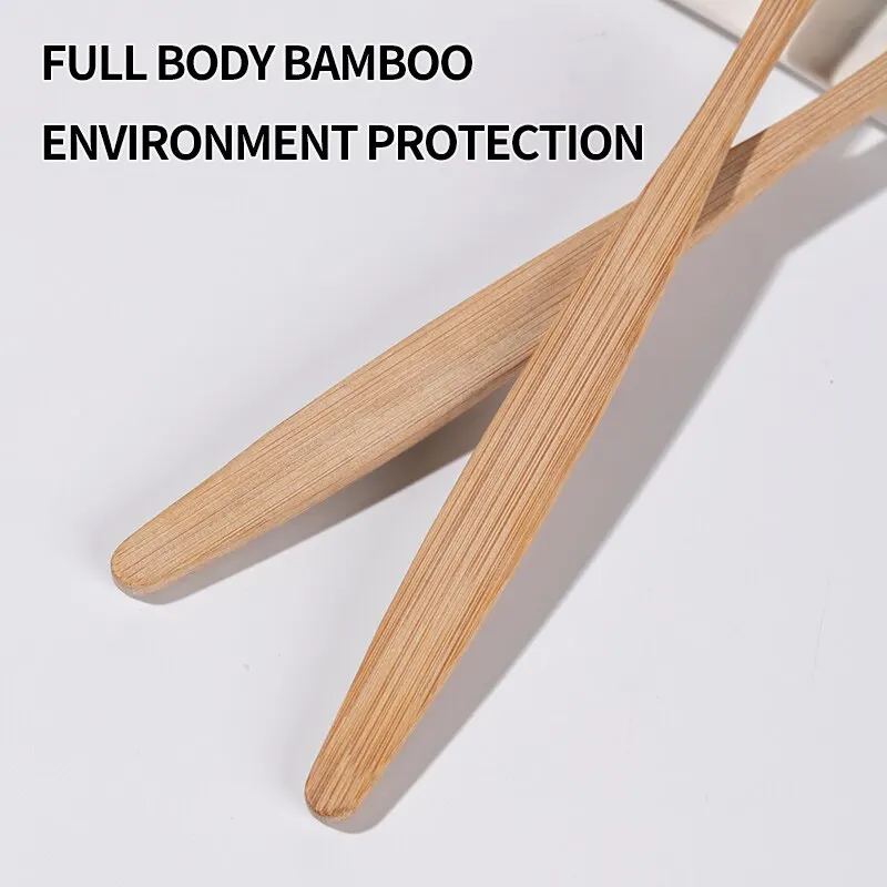 Single Cowhide Wrapped Bamboo Toothbrush Set Bamboo Toothbrush Holder One Box of 10 PCS