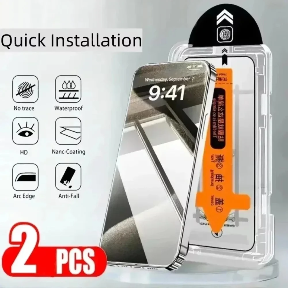 2-Pack Transparent Tempered Glass Screen Protector with Installation Dust Removal Kit