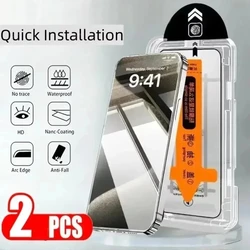2 - Pack Transparent Tempered Glass Screen Protector with Installation Dust Removal Kit for 2 Pcs