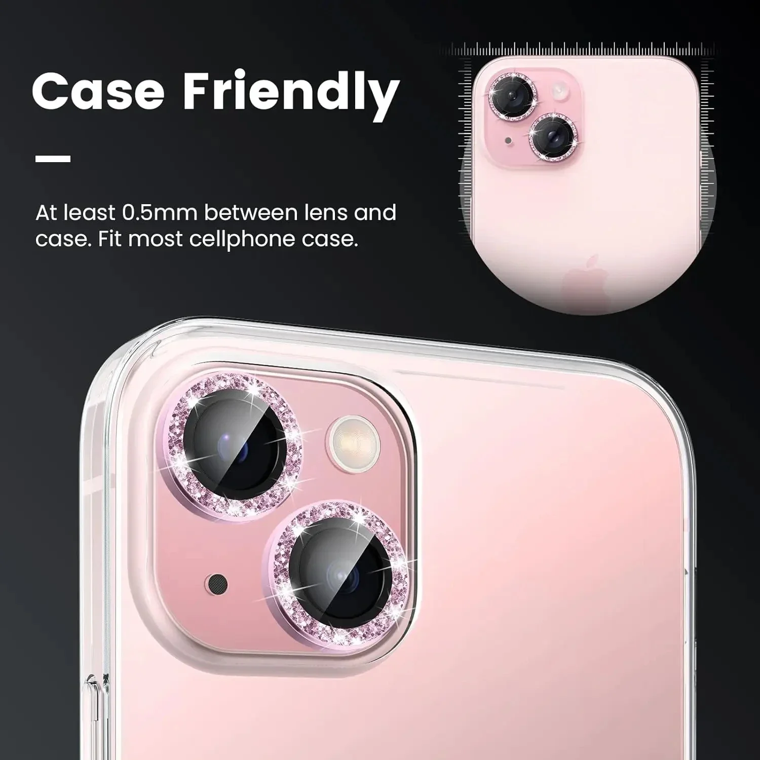 Glitter Tempered Glass Camera Lens Protector for iPhone