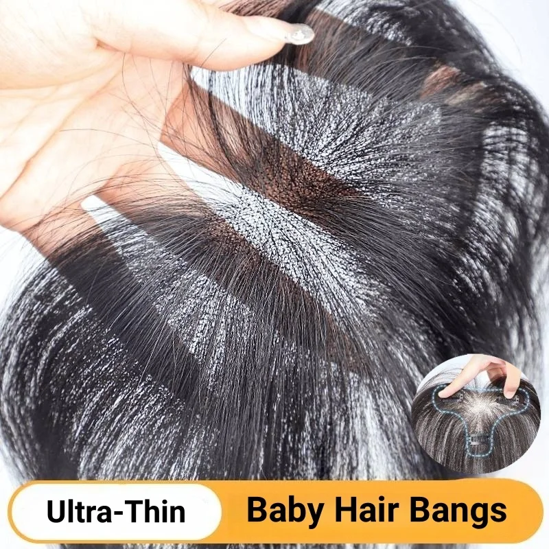 Frange de cheveux humains améliorée pour femmes, entièrement faite à la main, naissance des cheveux naturelle, couverture d'extension de cheveux, perte de cheveux