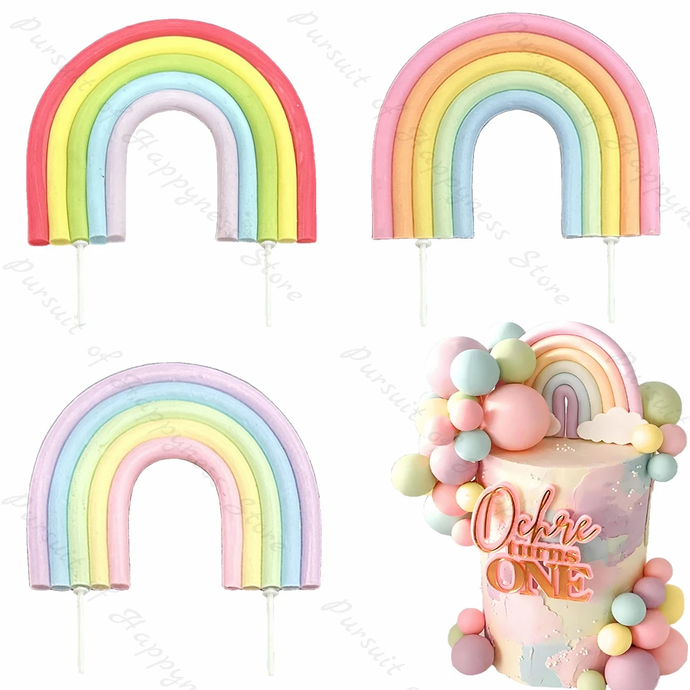 Makronen-Regenbogen-Kuchenaufsätze, bunte weiche Keramik, Regenbogen-Kuchendekoration für Hochzeit, Babyparty, Geburtstag, Party, Kuchendekoration – Detail 1