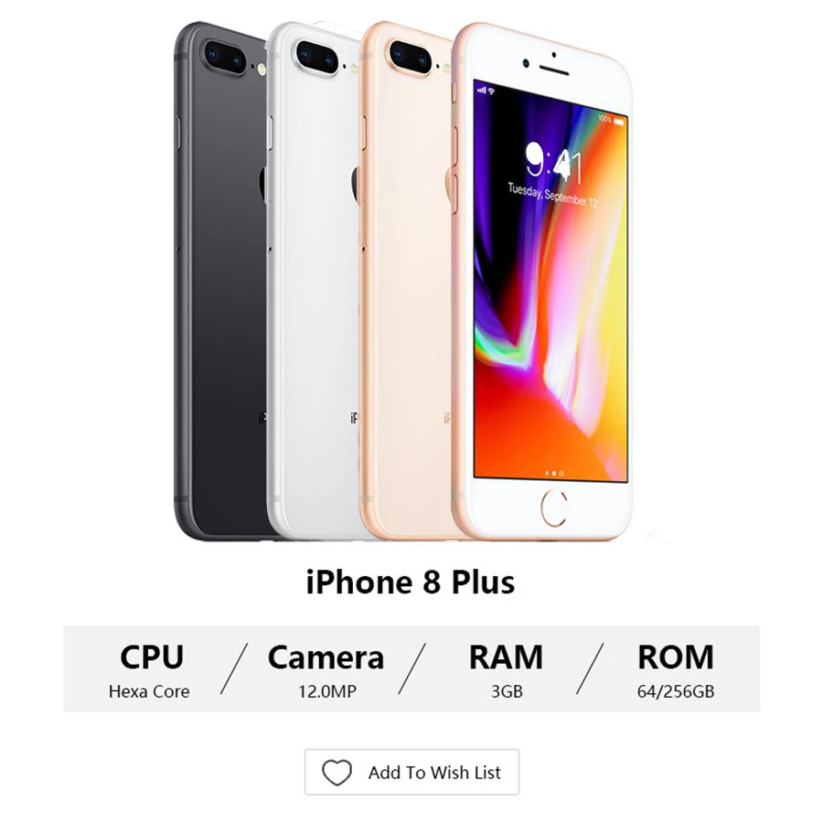 Used Apple Iphone 8 Plus Cellphone Original Ios Hexa Core 3gb Ram
