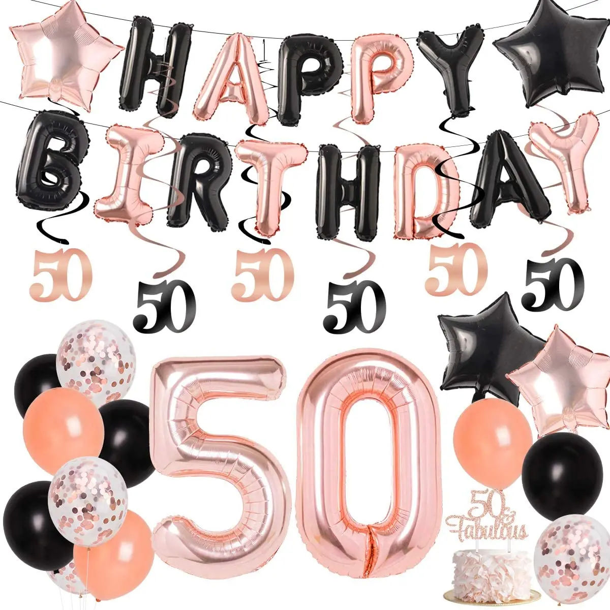 Black Gold 50th Birthday Decoration MADE IN 1974 Foil Balloon Banner Happy  50 Birthday Cake Topper Sash for Fifty Year Old Party - AliExpress