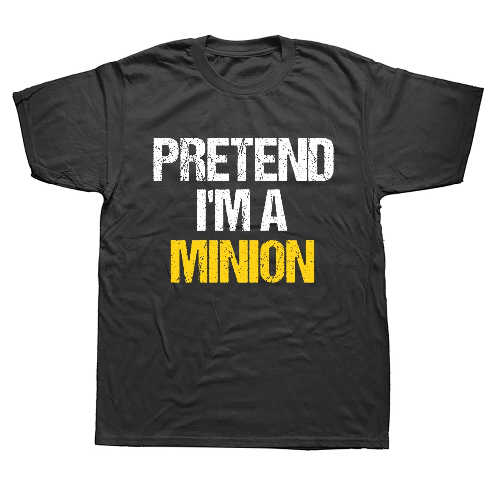 Doe alsof ik een Minion ben Vakantie T-shirt Grappige letters Gedrukte spreuken Grafische T-shirts Halloween-cadeaus Korte mouwen Heren_voghion.com