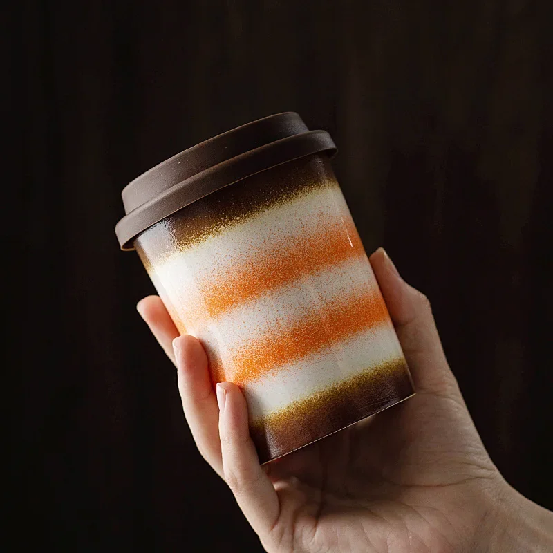 290/350ml Keramik Kaffeetasse Ofen glasierte Silikon hülle tragbare Paar Latte Milch Tee tasse Kaffeetasse Wohnkultur