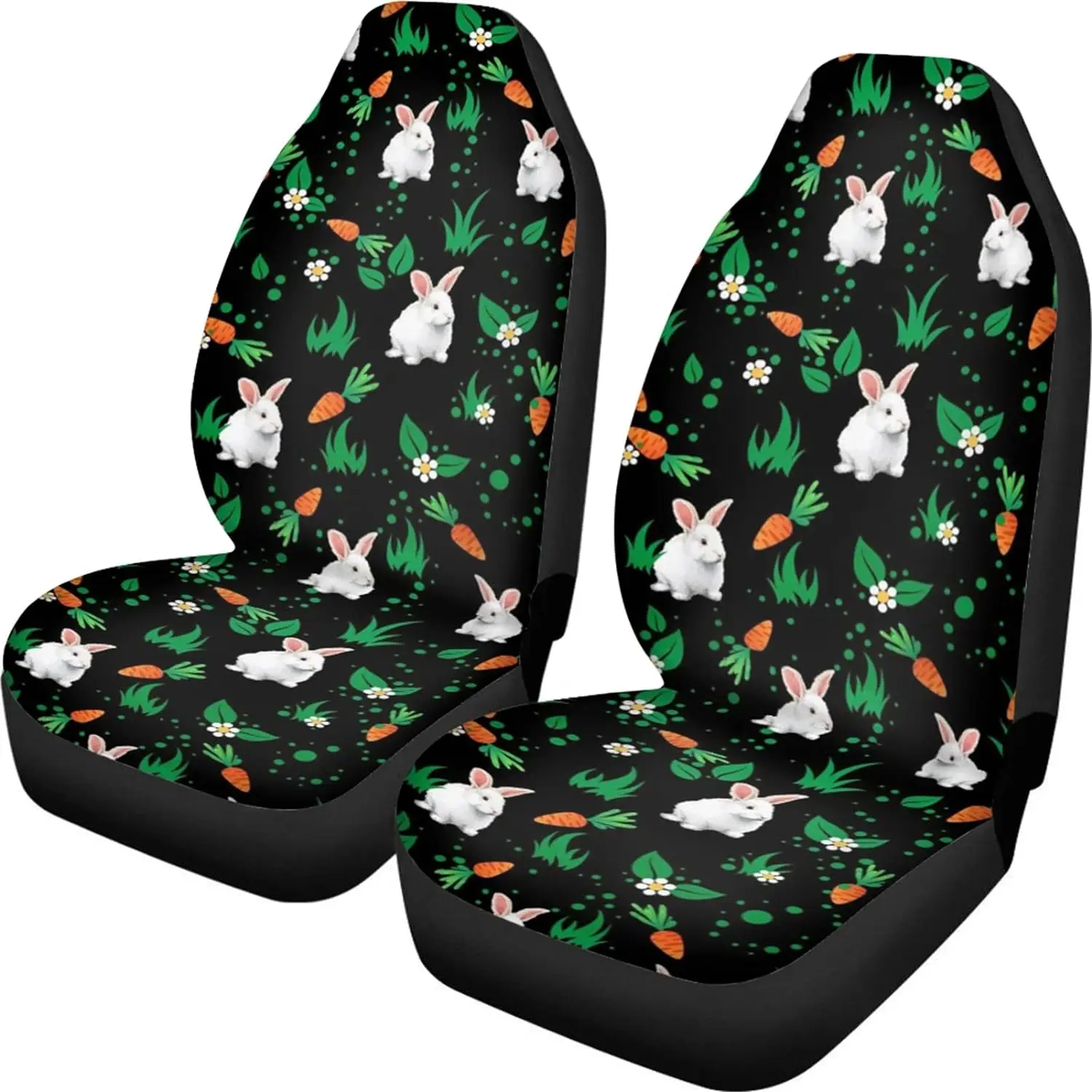 

Carrot Easter Bunny Printed Front Car Seat Cover Set of 2 Universal Breathable Bucket Cushion Protector for SUV Truck Sedan Van