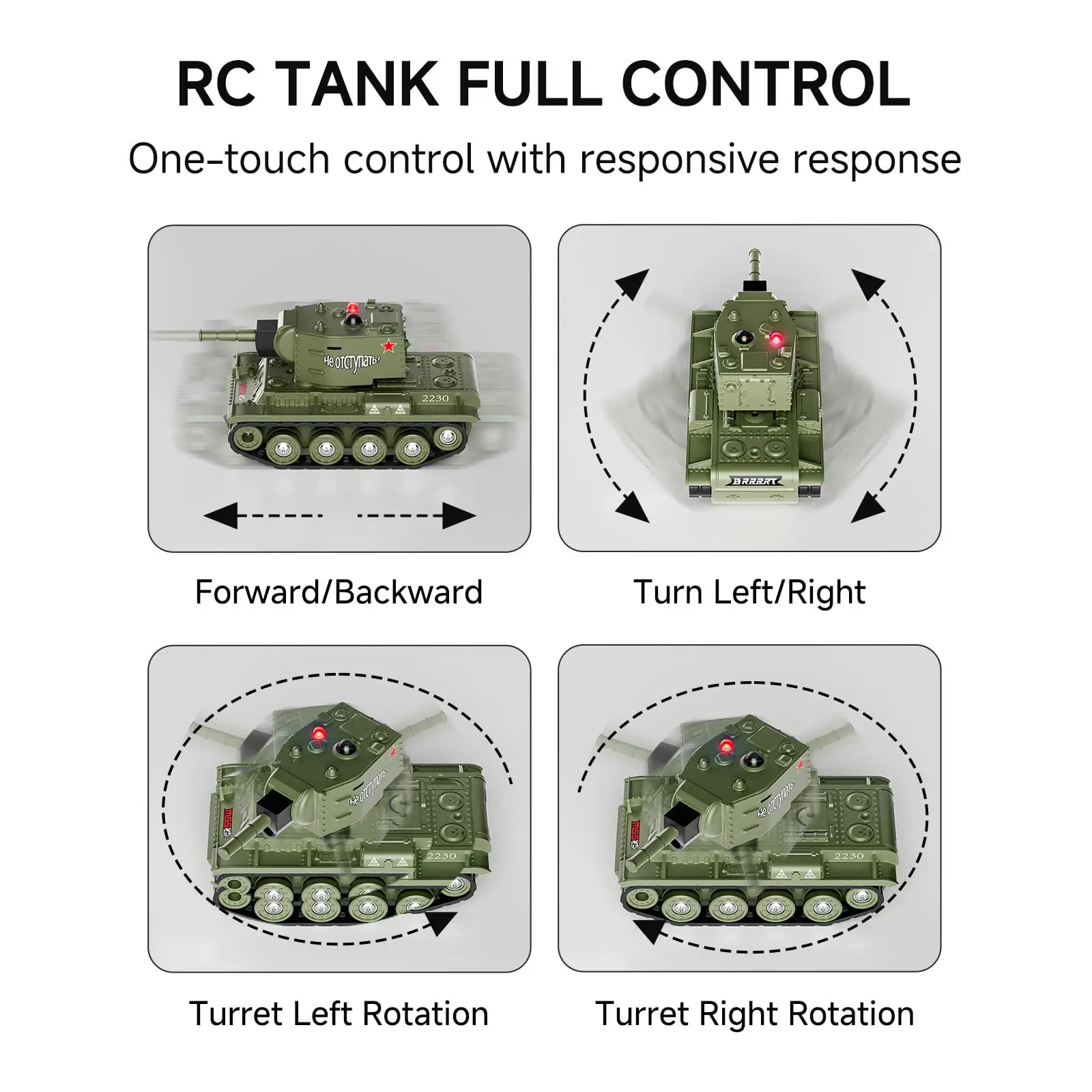 Mini Tank Télécommandé Infrarouge 1/64 - 330 Fonctions avec Son et Lumière