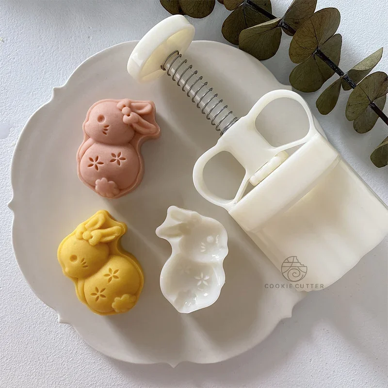 50g 3D Bunny Pastry Mold Easter Rabbit Shape Mooncake Mold Home