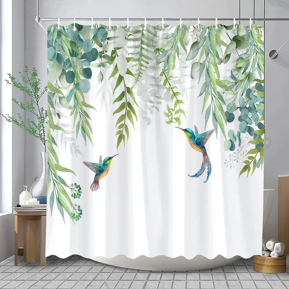 Aquarel Bloem Badkamer Gordijn Flora Gedrukt Douchegordijn Waterdicht Polyester Stof Badgordijn Voor Badkamer Home Decor-4Pcs 4, W180XH180cm
