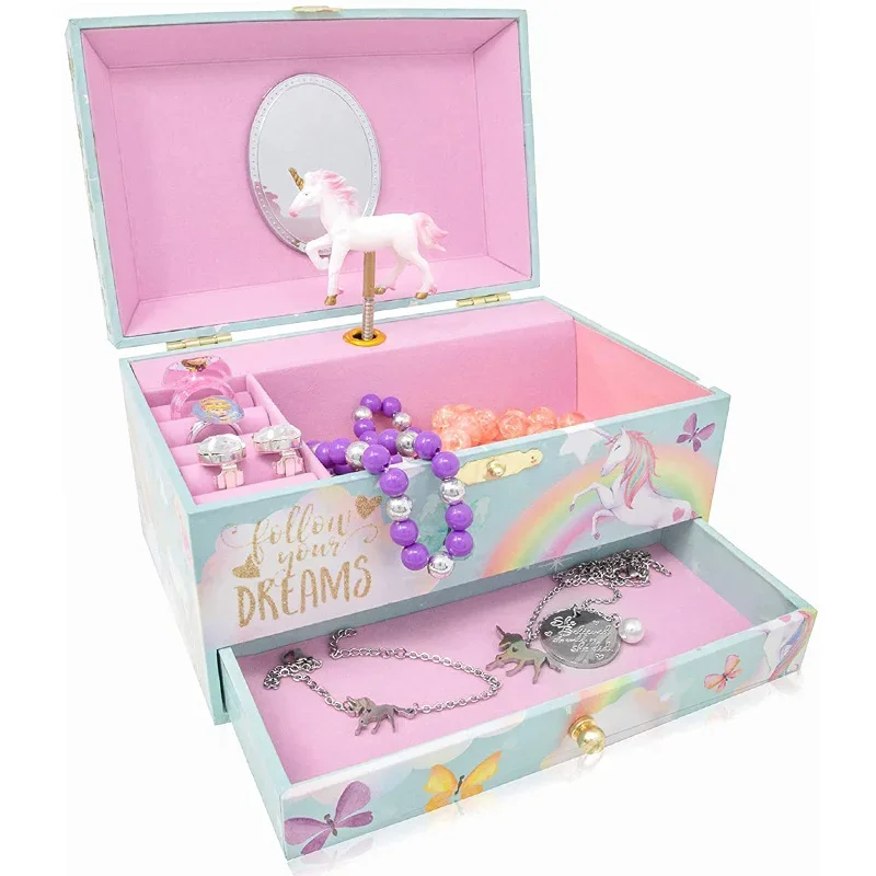 Music Box Christmas Fantasy Rotating Unicorn Ballet Girl Children's Music Box New Year Birthday Gift Multifunctional Jewelry,music box