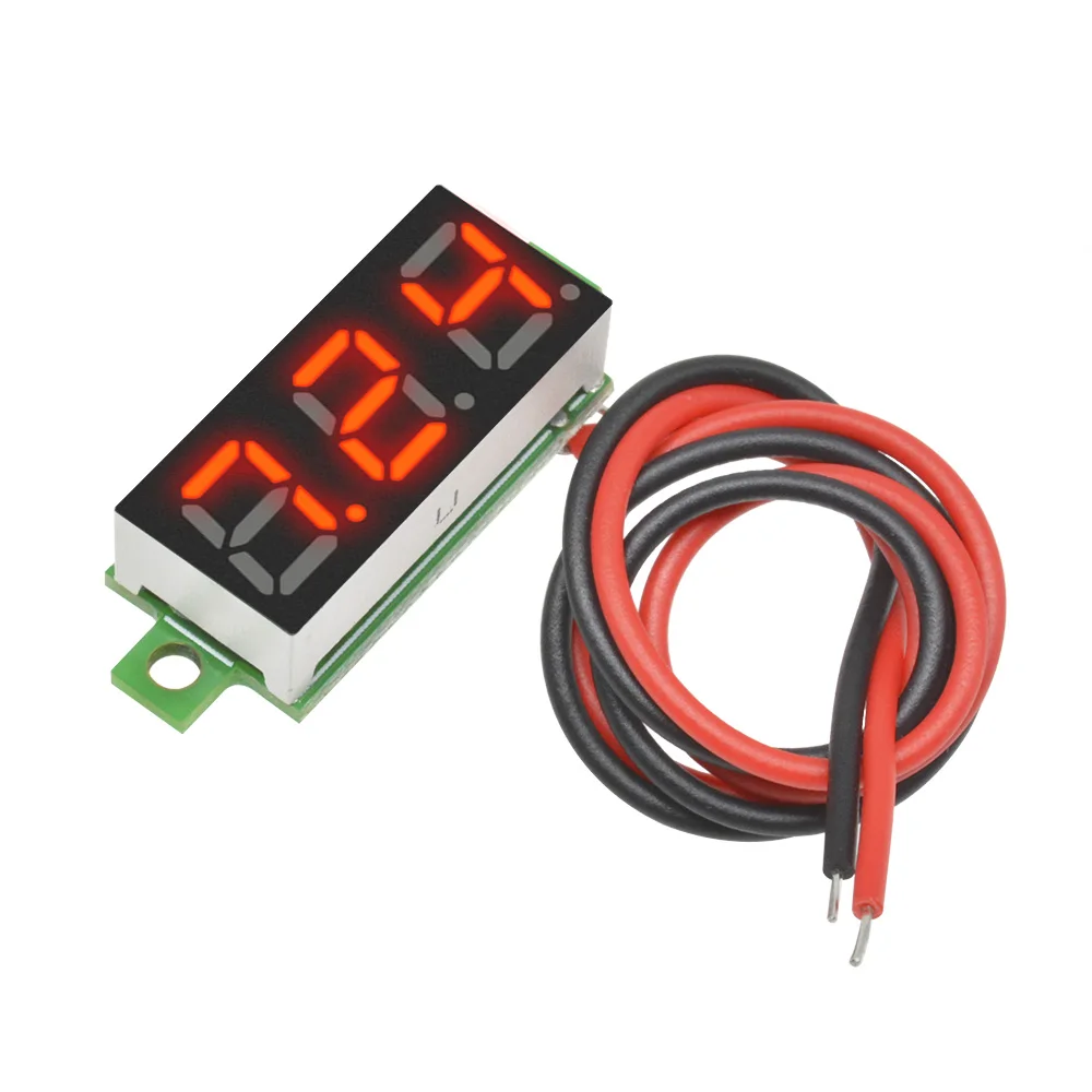 0.28 Inch 3.7V-30V Mini Digital Voltmeter Car Mobile Power Voltage Tester Meter Detector Red/Blue/yellow/green LED Screen 2 wire