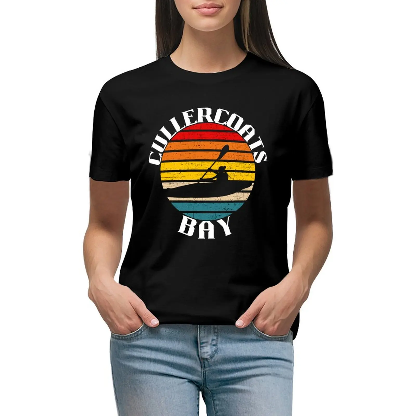 

Cullercoats Bay vintage distressed Canoeing Kayaking retro Sunset T-shirt animal print shirt for girls Blouse t shirts for Women