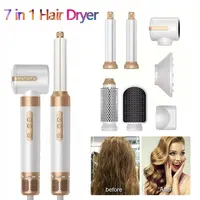 Sèche-cheveux 7 en 1 Fer à friser professionnel à ions négatifs Fer à lisser Moteur sans balais Sèche-cheveux haute vitesse Ensemble de peignes chauds 1