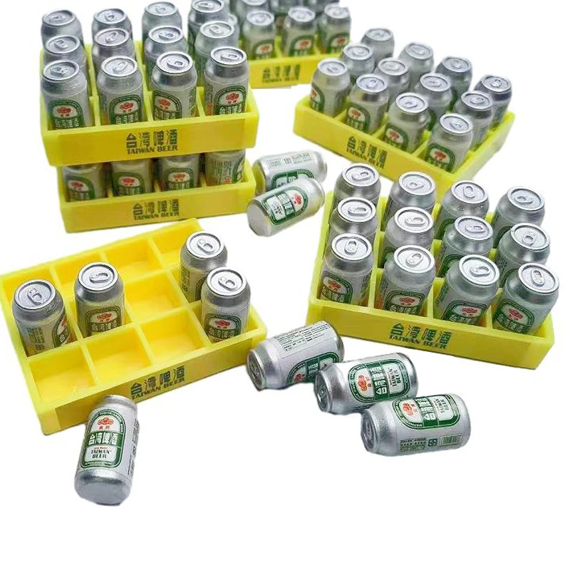 1Set 1:6 Dollhouse Miniature Beer Can Mini Drink Bottle W/Box Kitchen Model Decor Toy Doll House Accessories mini cartoon drink water dispenser toy kitchen play house toys mini water dispenser toy kitchen playhouse